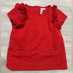 Janie & Jack Brick Red Ruffle Trim Short Sleeve Tunic Top Sz 5T